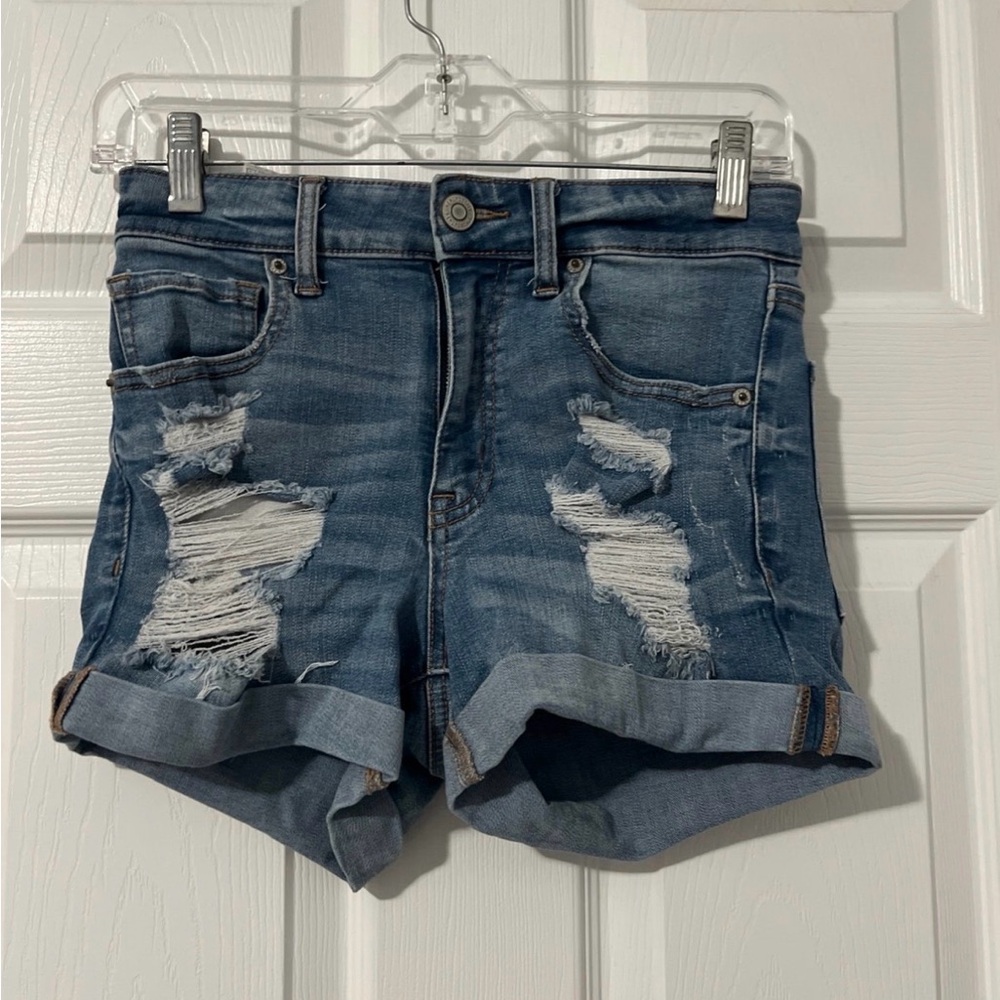 Aeropostale Blue Distressed Jean Shorts